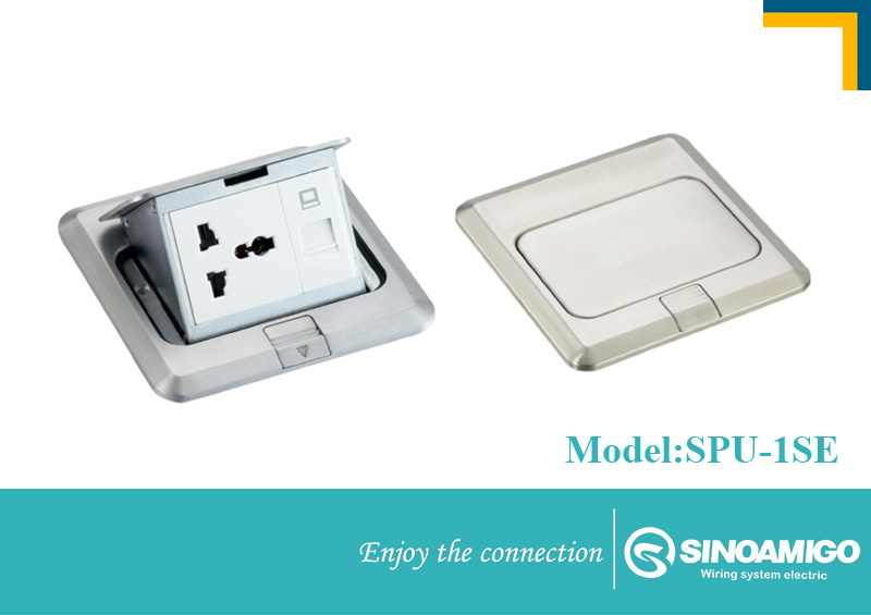 Ổ cắm âm sàn sino amigo SPU-1SE mầu bạc chính hãng, 